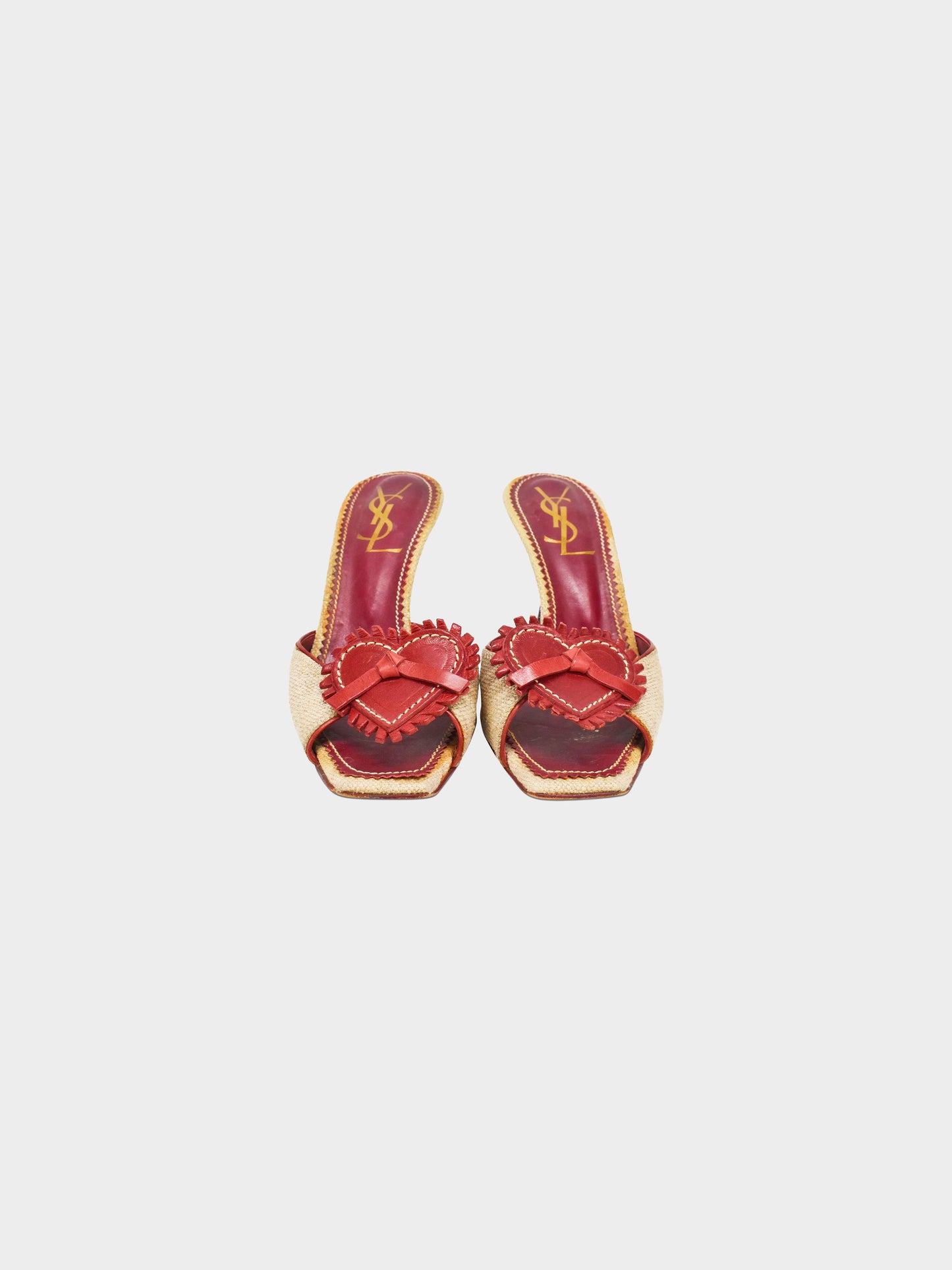 Yves Saint Laurent 1990s Raffia Heart Heels