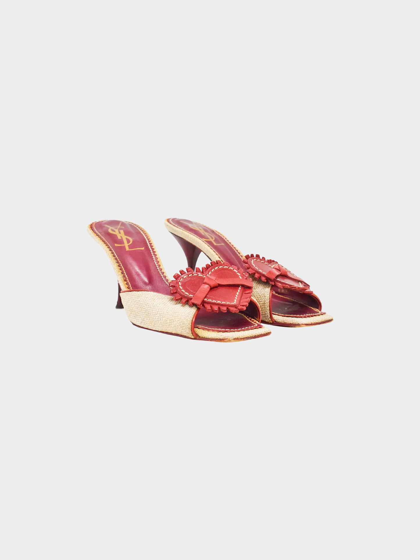 Yves Saint Laurent 1990s Raffia Heart Heels