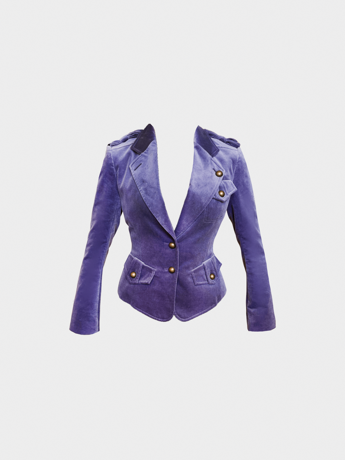 Yves Saint Laurent 2004-2005 Purple Velvet Military Jacket