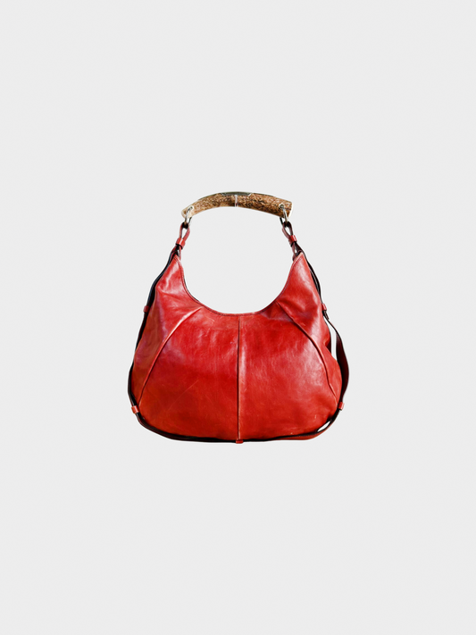 Yves Saint Laurent 2000s Red Leather Horned Mombasa