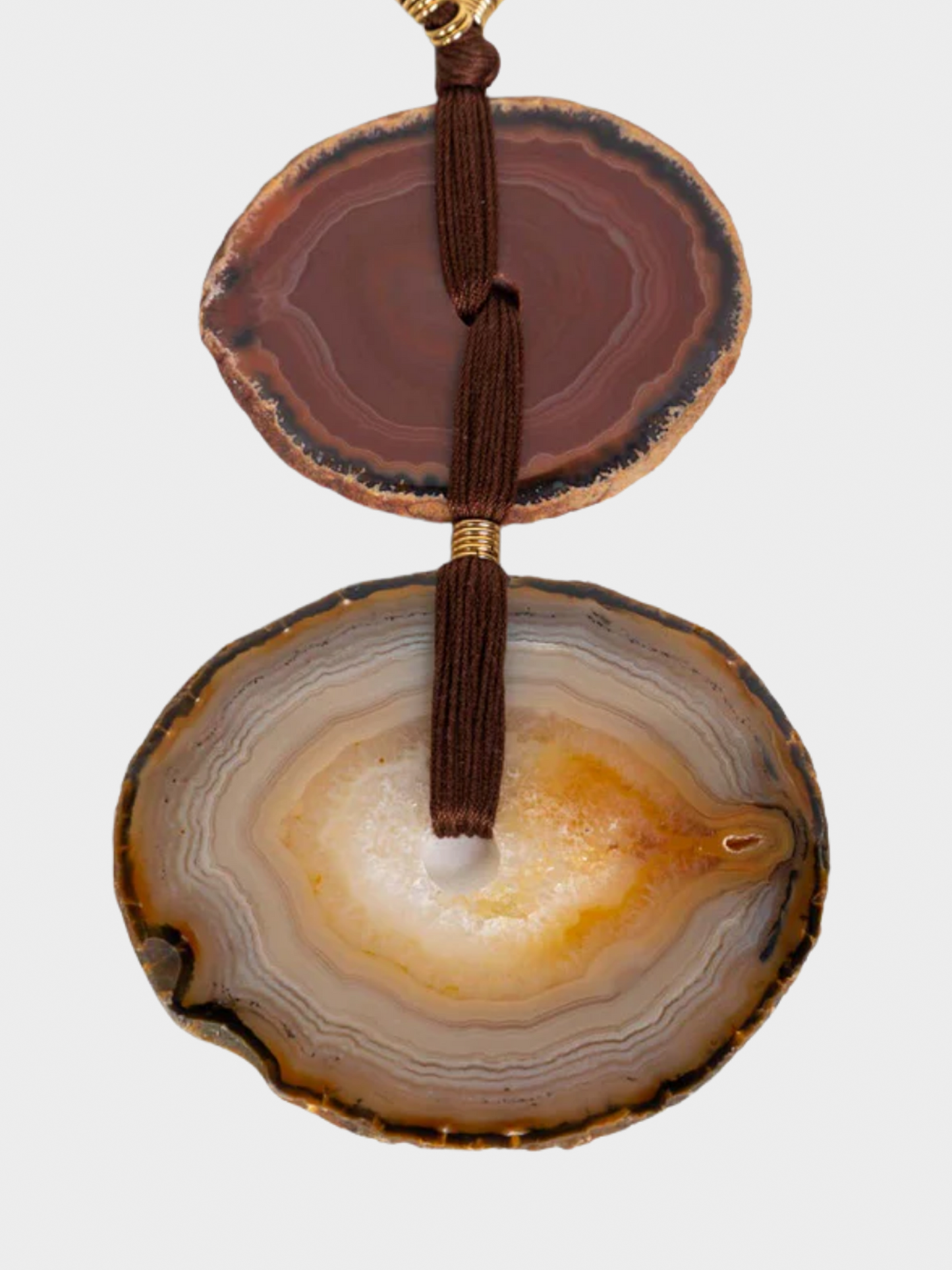 Yves Saint Laurent 2010 Brown Agate Disc Pendant Necklace