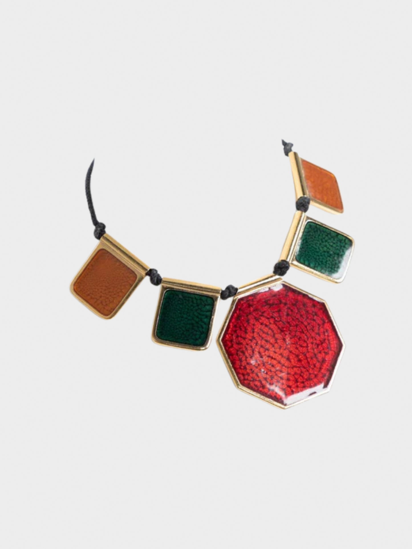 Yves Saint Laurent 1970s Colorful Enamel Gold Limited Edition Necklace