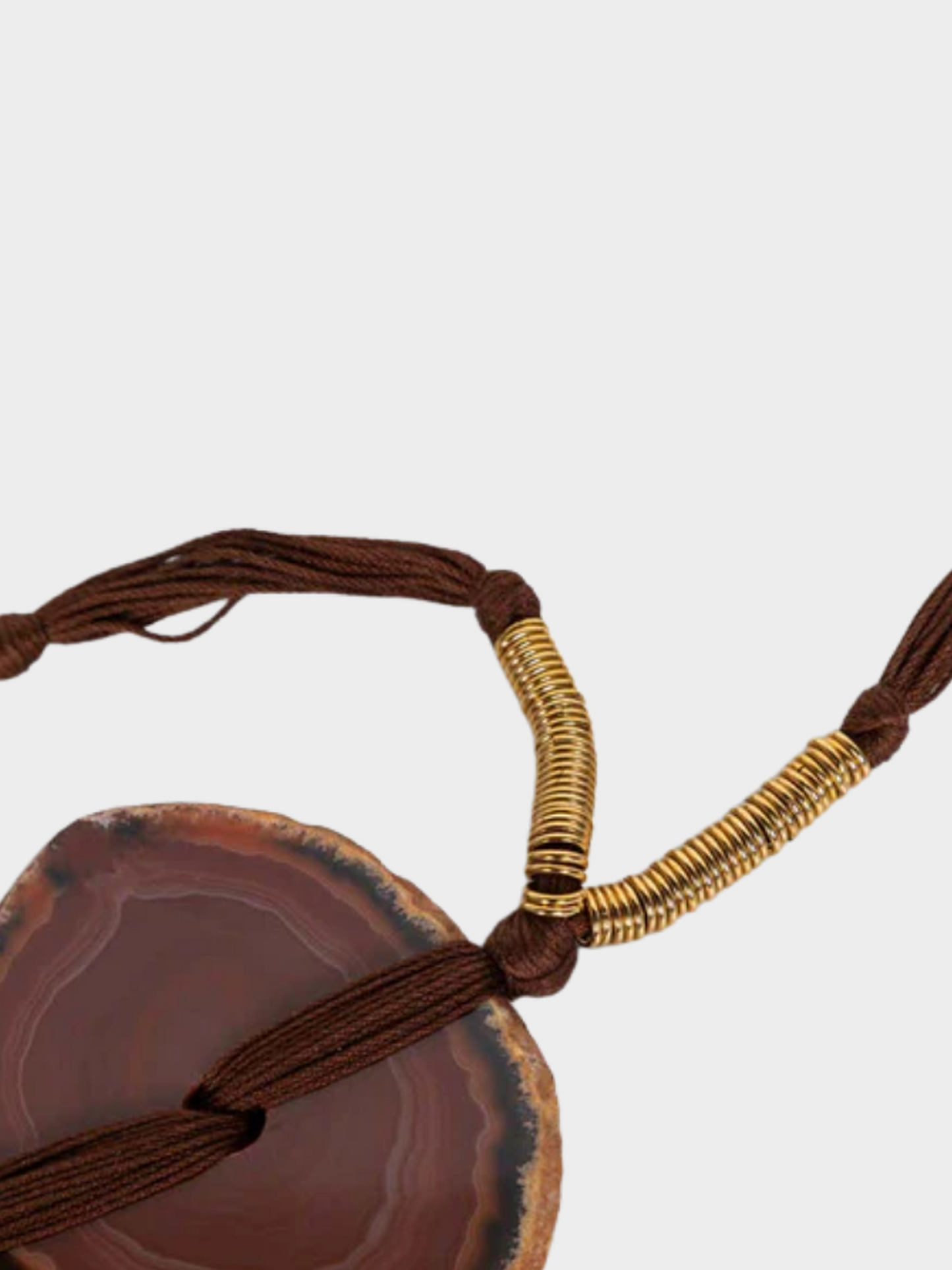 Yves Saint Laurent 2010 Brown Agate Disc Pendant Necklace