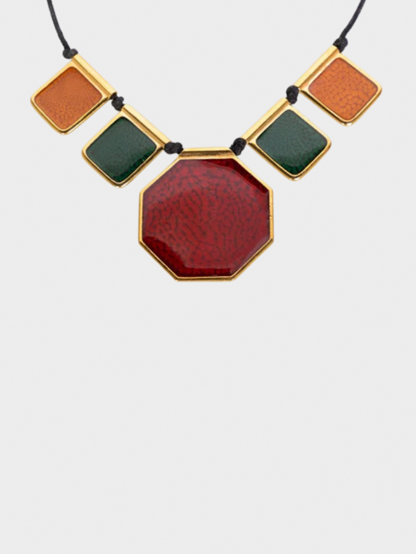 Yves Saint Laurent 1970s Colorful Enamel Gold Limited Edition Necklace