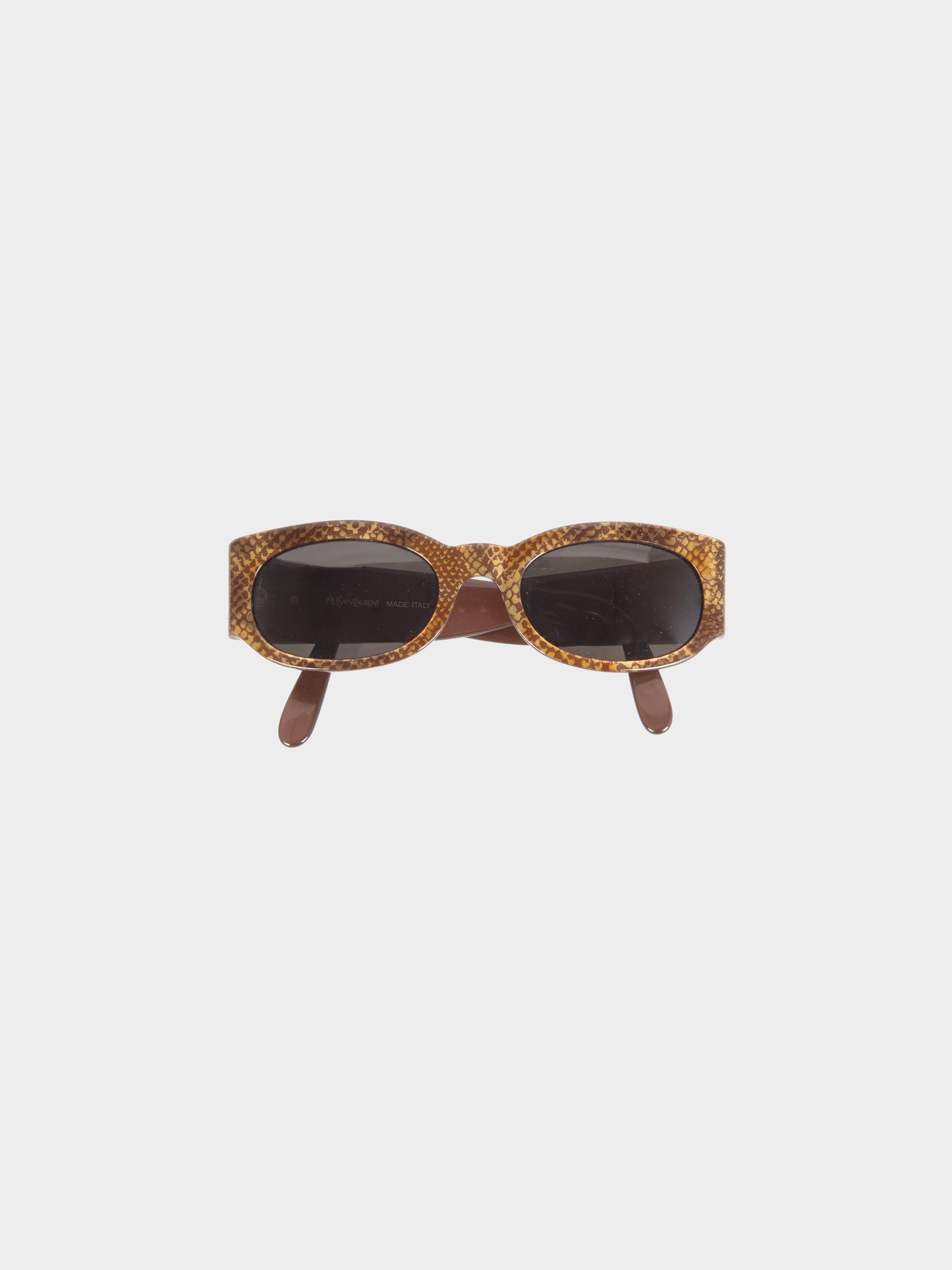 Yves Saint Laurent 1990s Brown Python Print Acetate Sunglasses