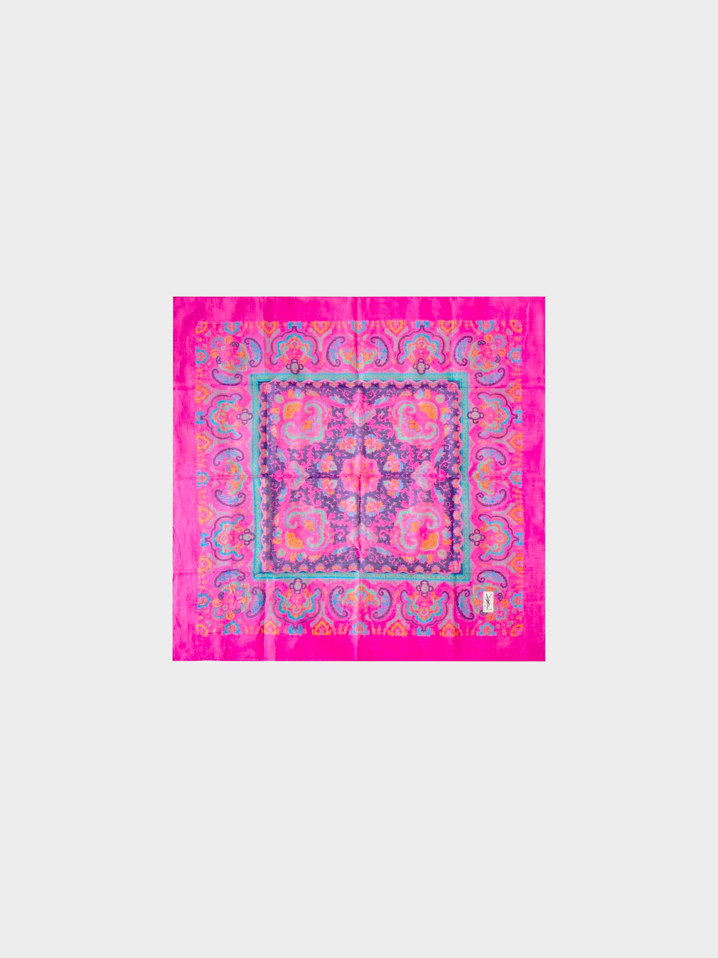 Yves Saint Laurent 1980s Pink Paisley Scarf