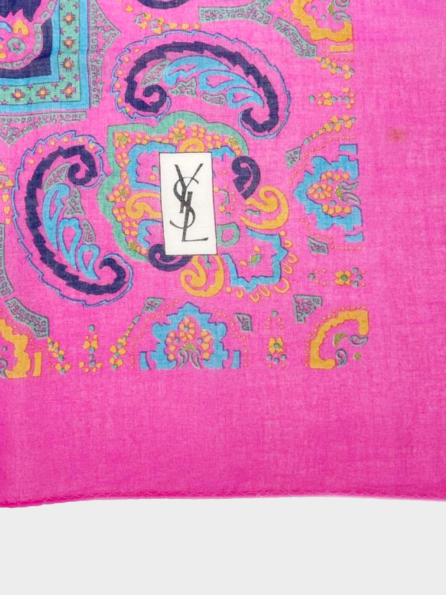 Yves Saint Laurent 1980s Pink Paisley Scarf