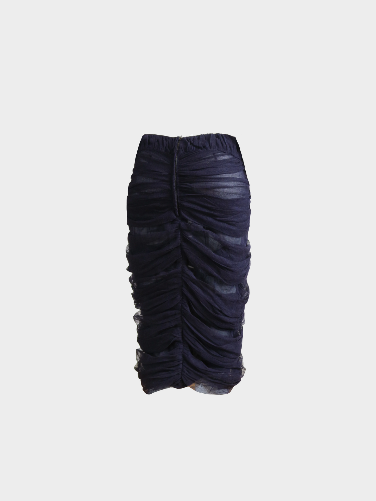 Yves Saint Laurent SS 2002 Dark Purple Ruched Sheer Skirt