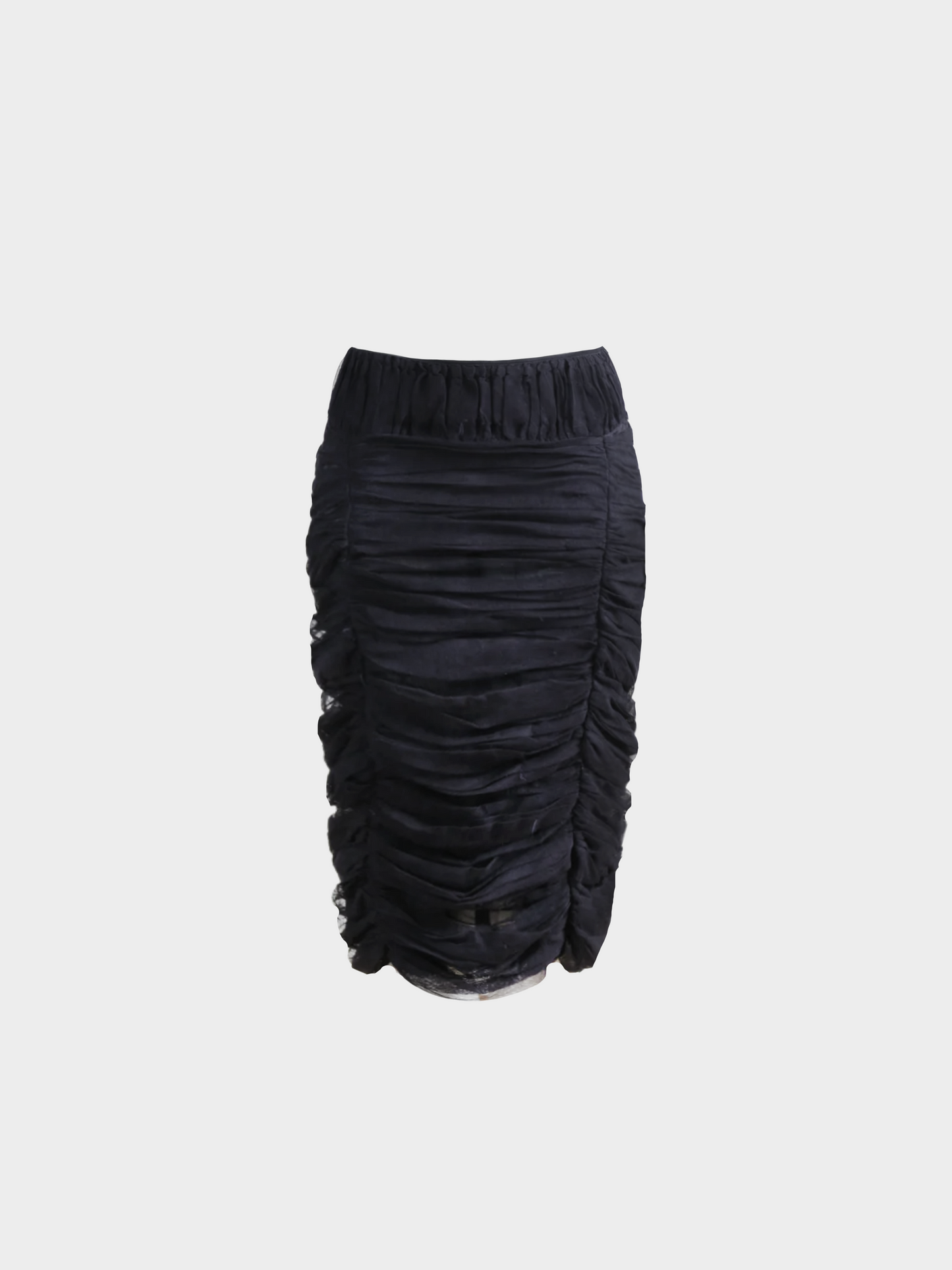 Yves Saint Laurent SS 2002 Dark Purple Ruched Sheer Skirt