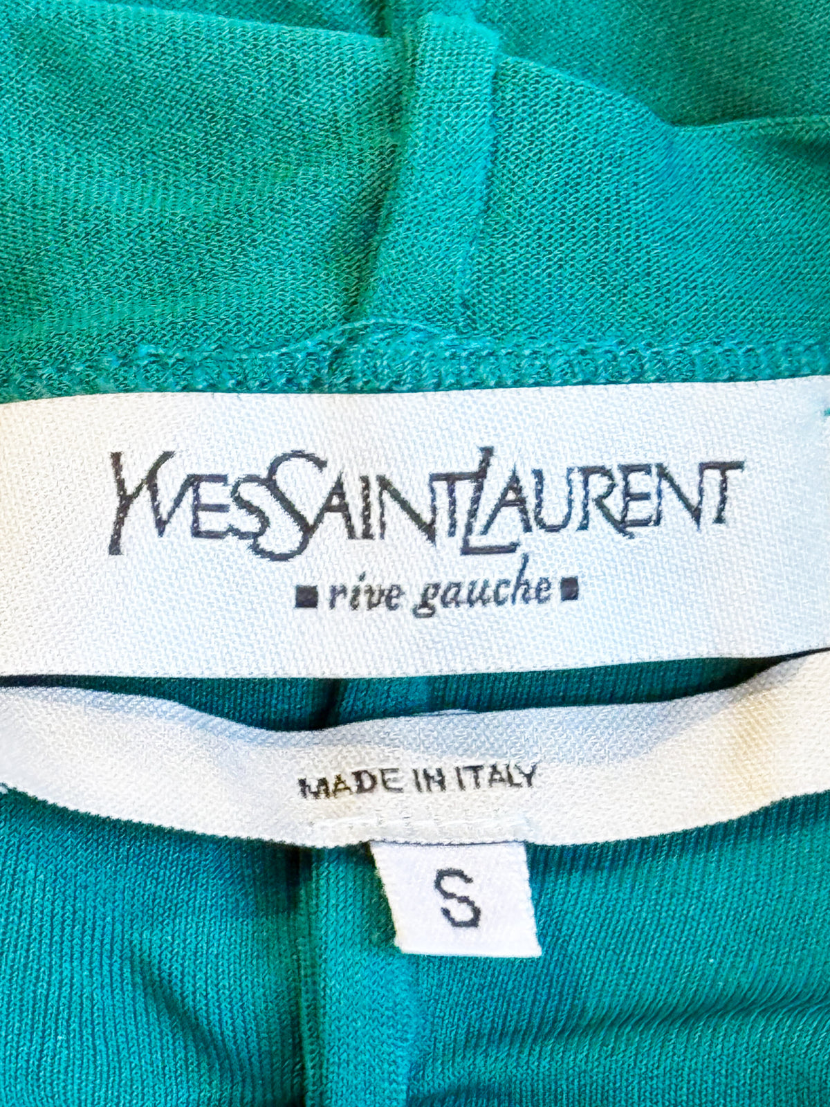 Yves Saint Laurent Rive Gauche Early 2000s Green Top and Black Skirt Ruffled Set