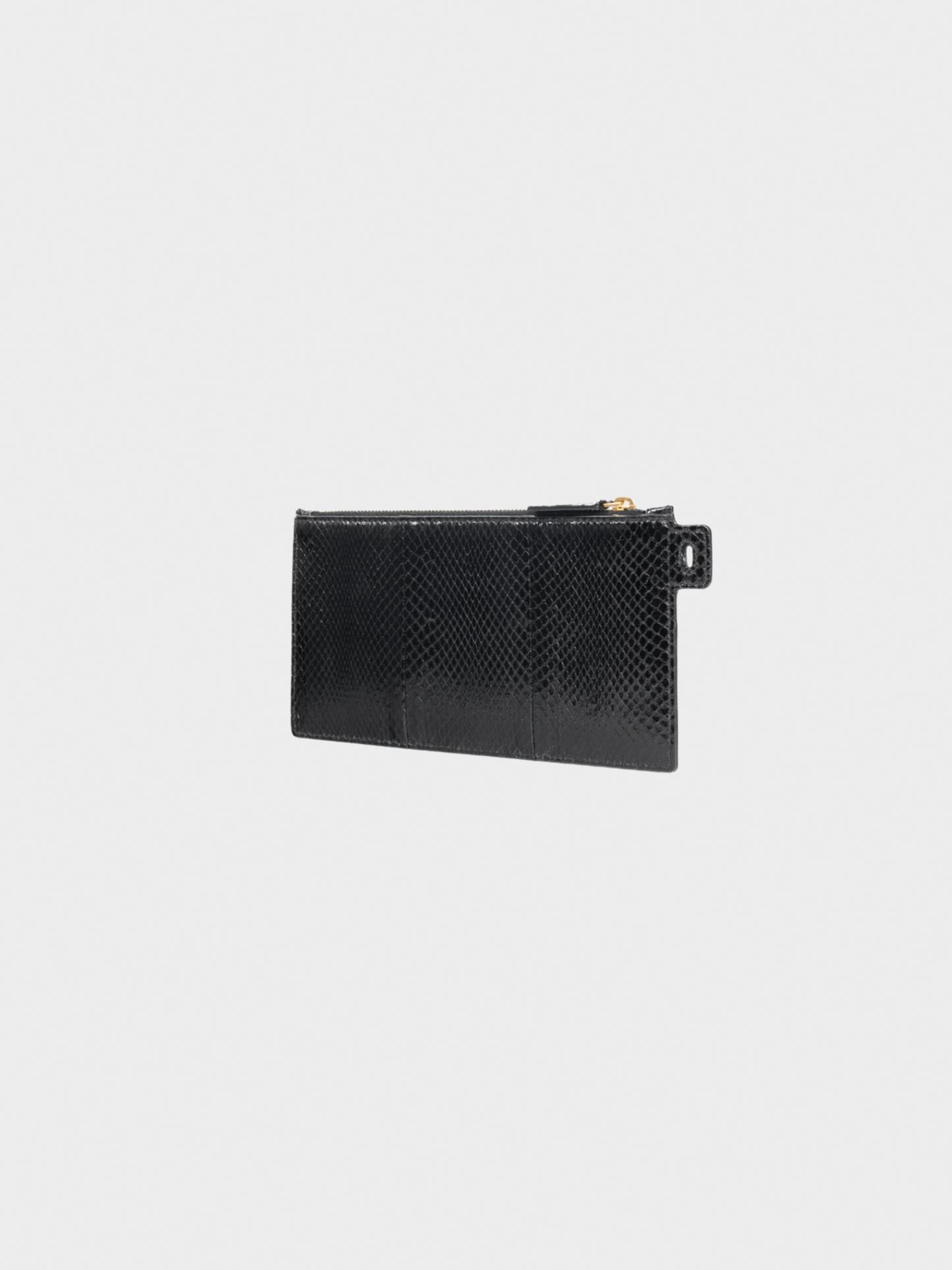 Yves Saint Laurent 2010s Black Snakeskin Flat Wallet