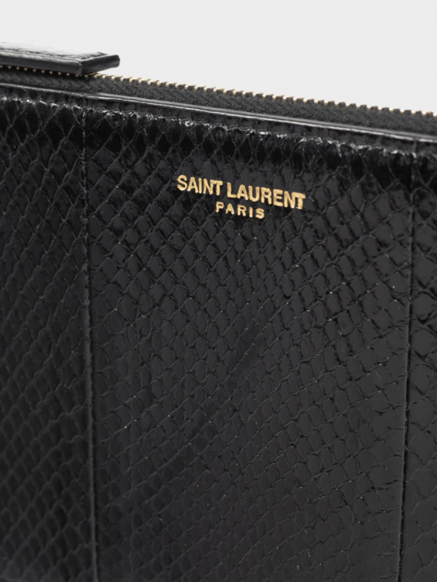 Yves Saint Laurent 2010s Black Snakeskin Flat Wallet