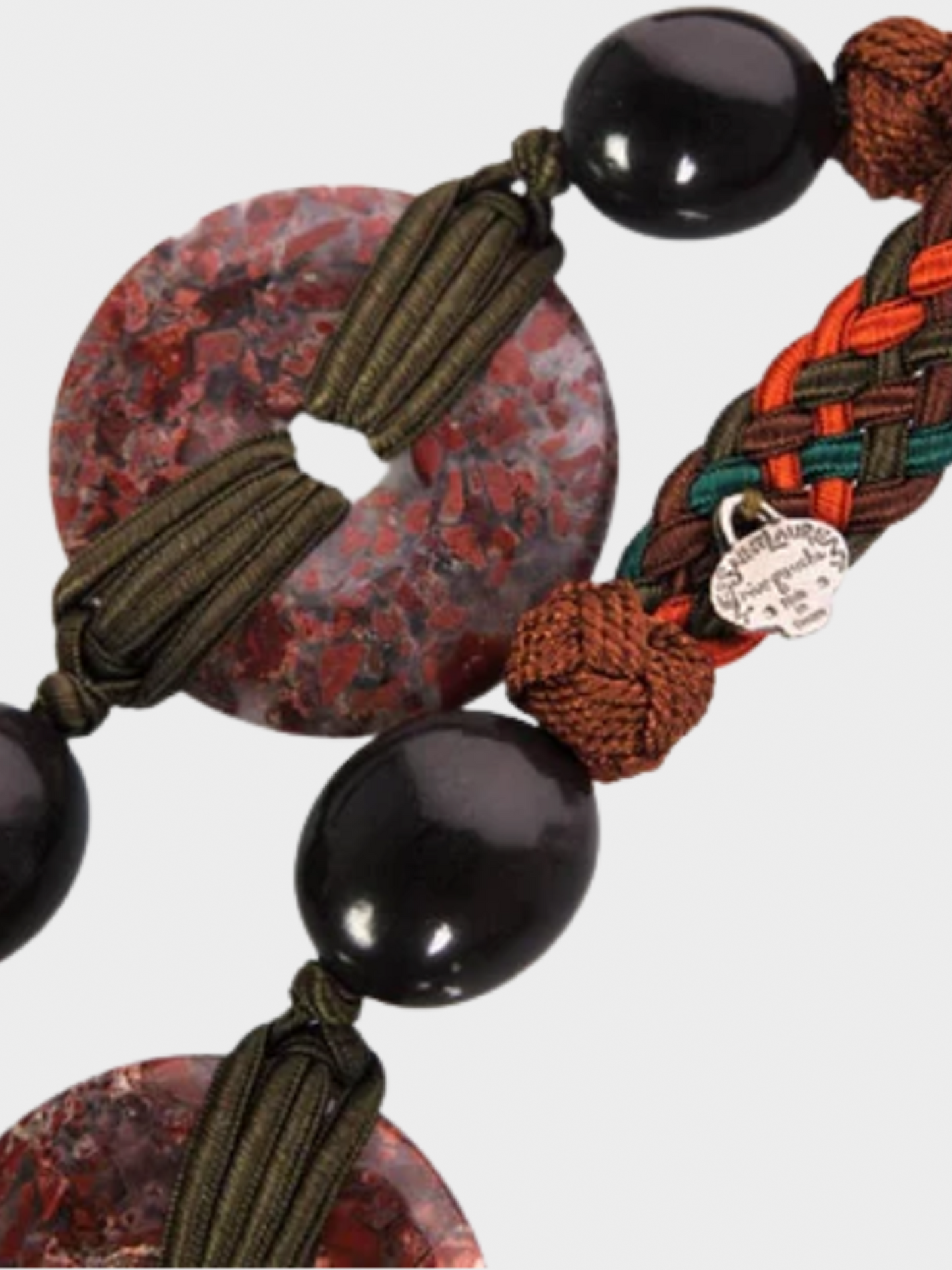 Yves Saint Laurent 1990s Multicoloured Braided Tassel and Beaded Belt