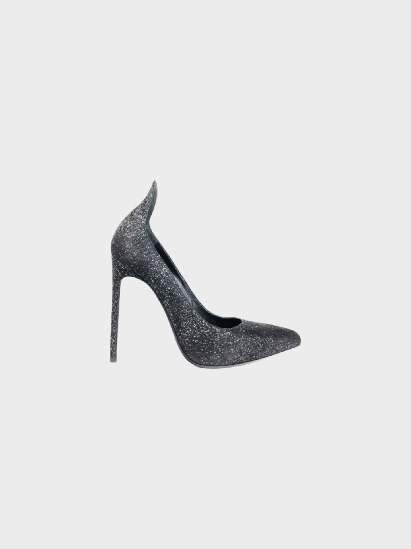 Yves Saint Laurent 2010s Thorn Black Sparkle High-Counter Pointed-Toe Pumps