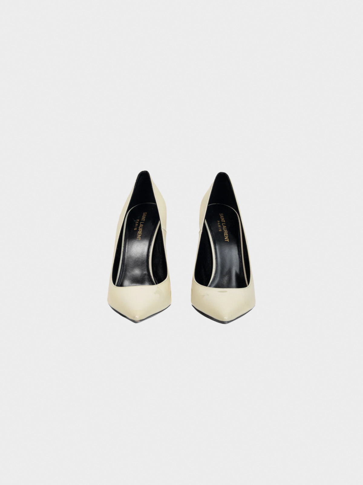 Yves Saint Laurent 2010s Opyum Cream Patent YSL Cassandre Pointed-Toe Pumps