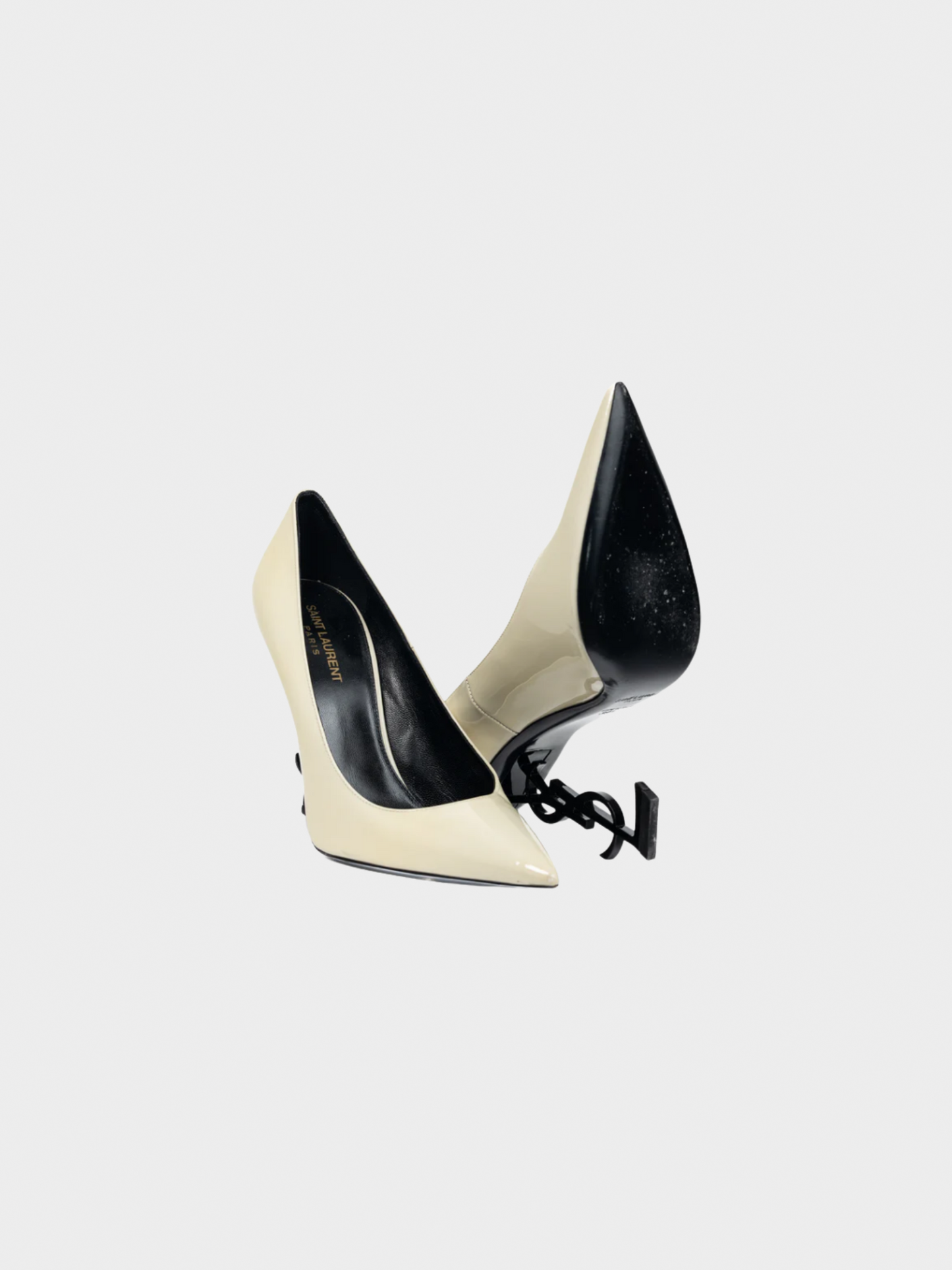 Yves Saint Laurent 2010s Opyum Cream Patent YSL Cassandre Pointed-Toe Pumps