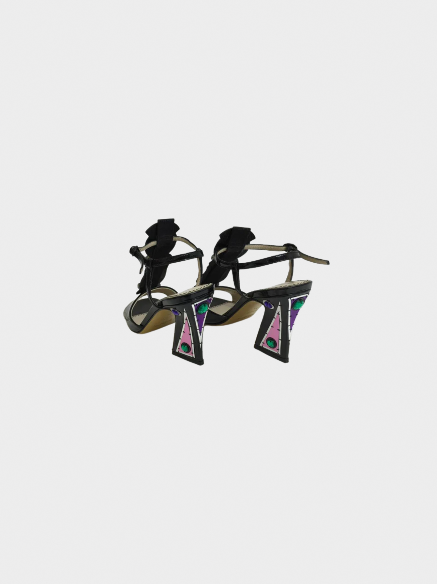 Yves Saint Laurent SS 2008 Patent Leather and Jewel T- Strap Heel Sandals