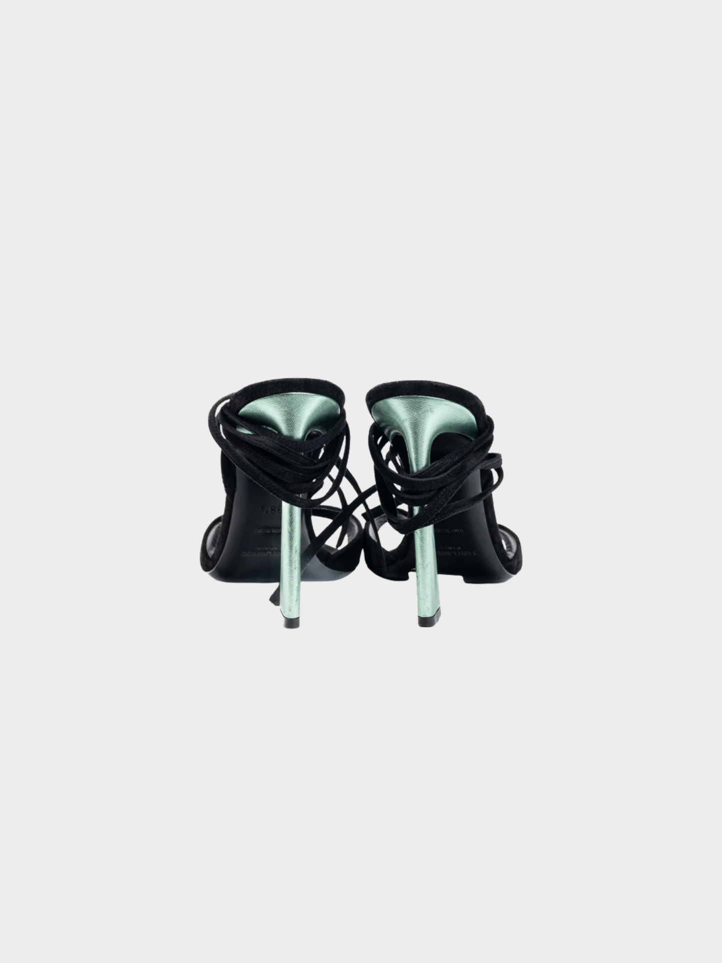 Yves Saint Laurent 2010s Paz Black Suede Lace-Up Green-Heeled Sandals