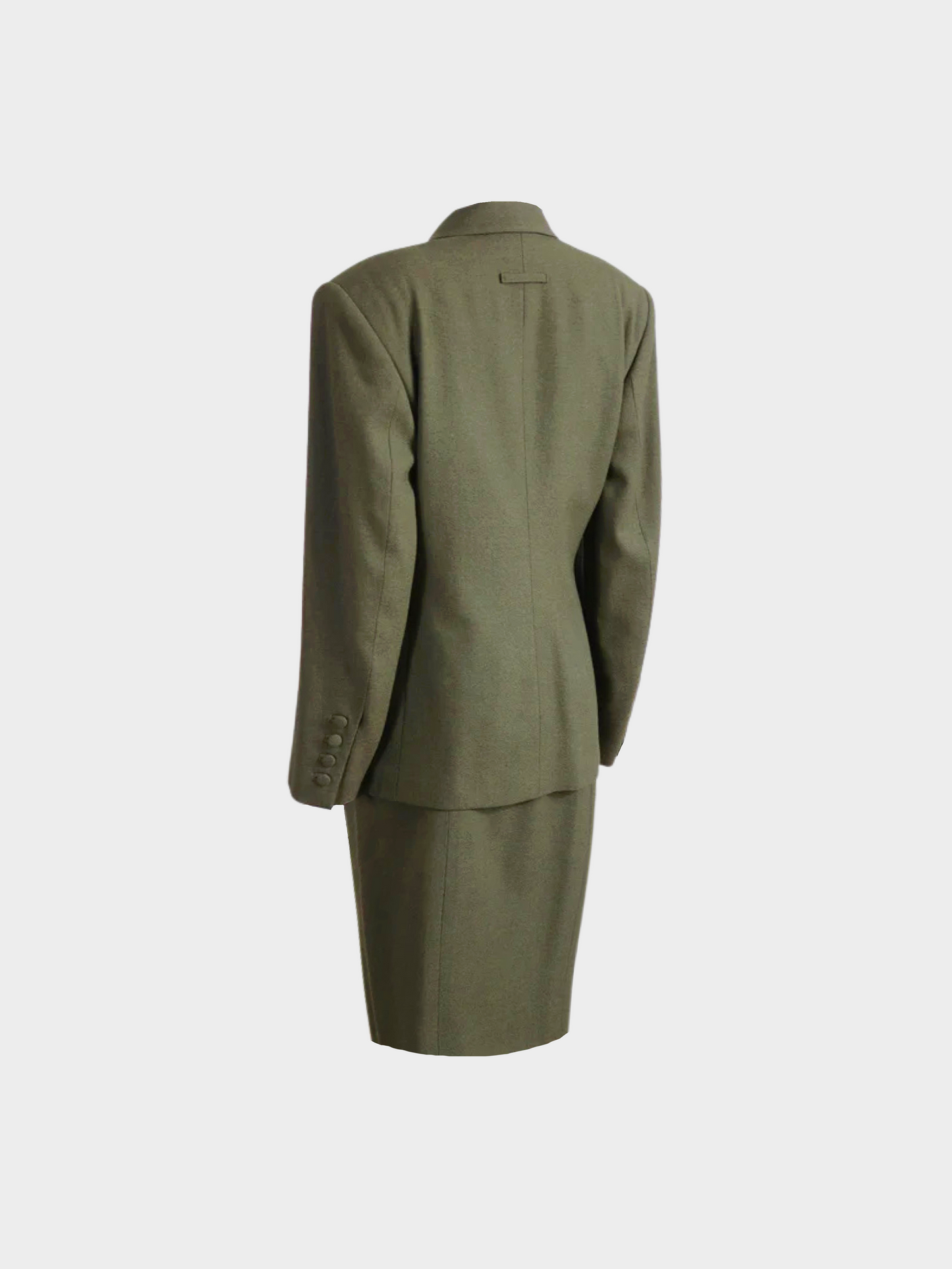 Jean Paul Gaultier 2000s Green Wool Tuxedo Jacket and Midi Skirt
