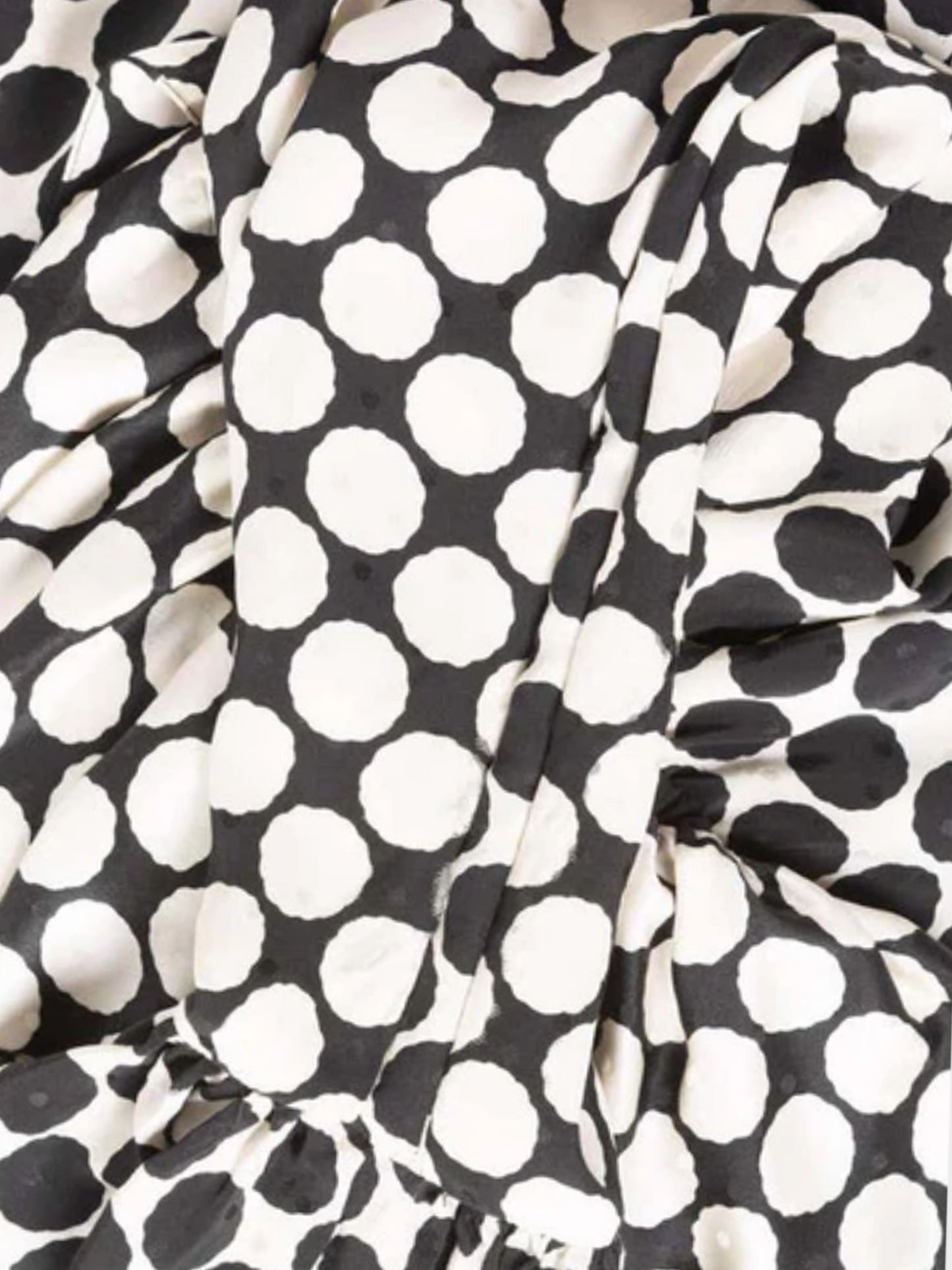 Yves Saint Laurent 1985 Black and White Polka Dot Ruffle Blouse