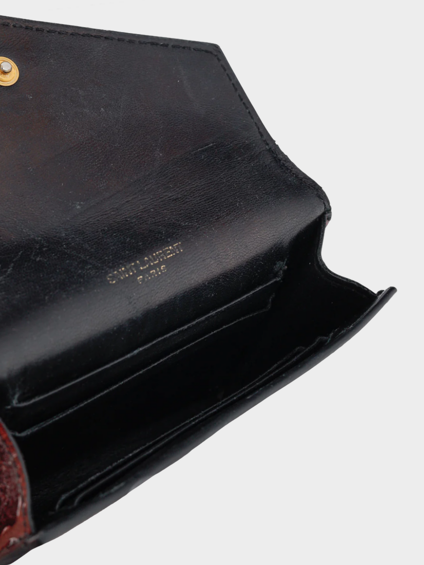 Yves Saint Laurent 2010s Fuchsia Glitter Patent YSL Leather Wallet