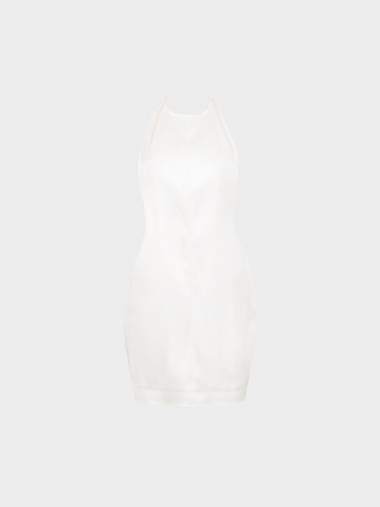 Yves Saint Laurent 2020s White Silk Racerback Mini Dress