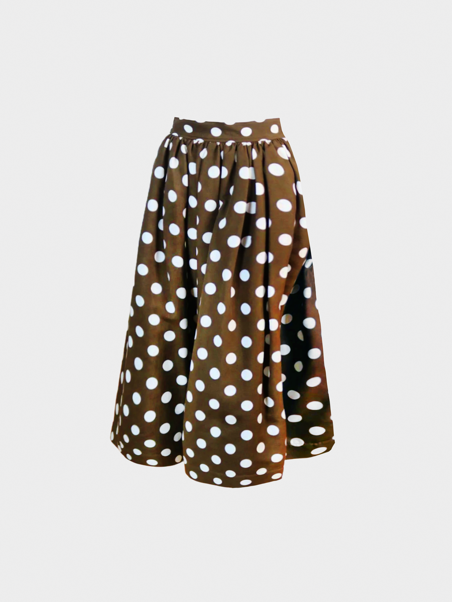 Yves Saint Laurent 2000s Brown Polka Dot Maxi Skirt