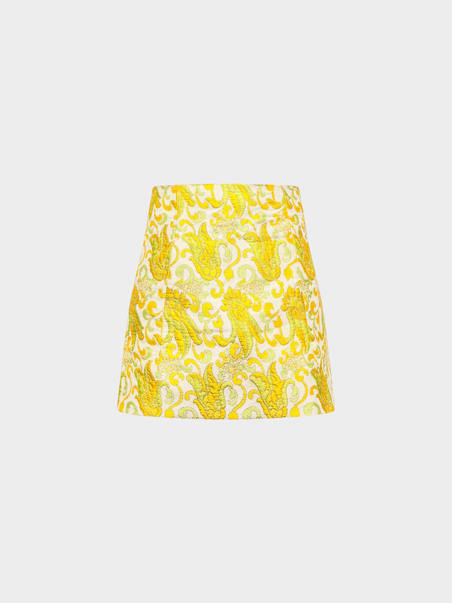 Prada SS 2003 Yellow Brocade Mini Skirt