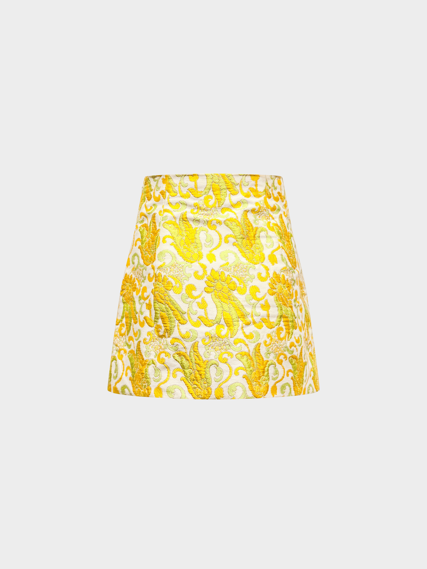 Prada SS 2003 Yellow Brocade Mini Skirt