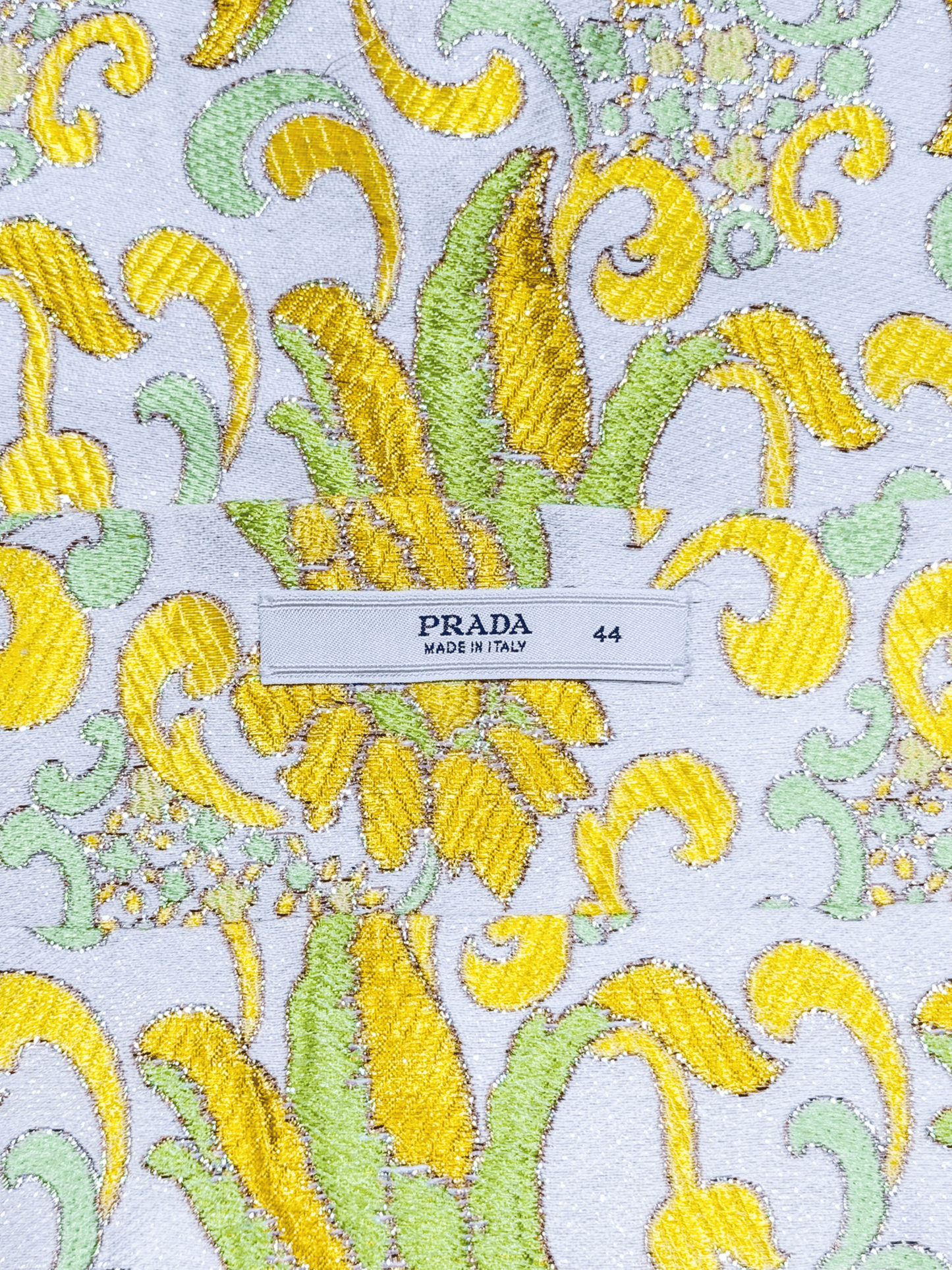 Prada SS 2003 Yellow Brocade Mini Skirt