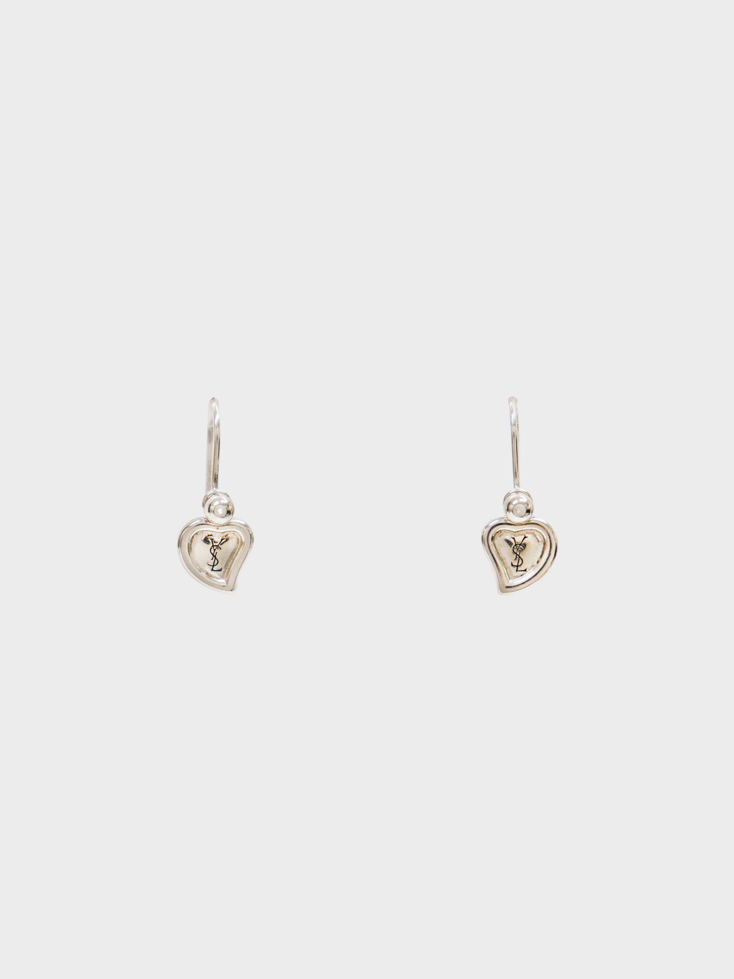 Yves Saint Laurent 1990s Logo Heart Hanging Earrings