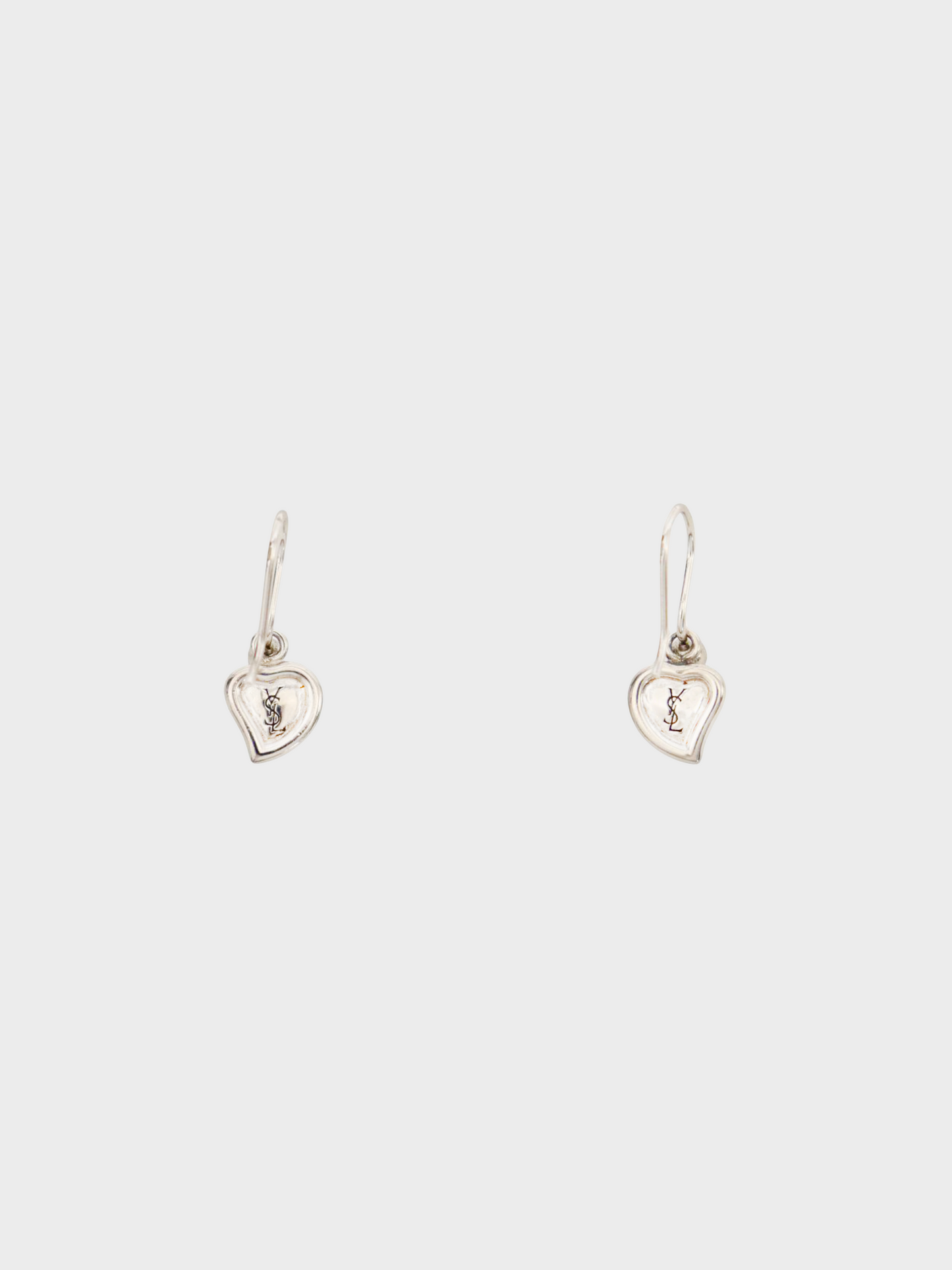 Yves Saint Laurent 1990s Logo Heart Hanging Earrings