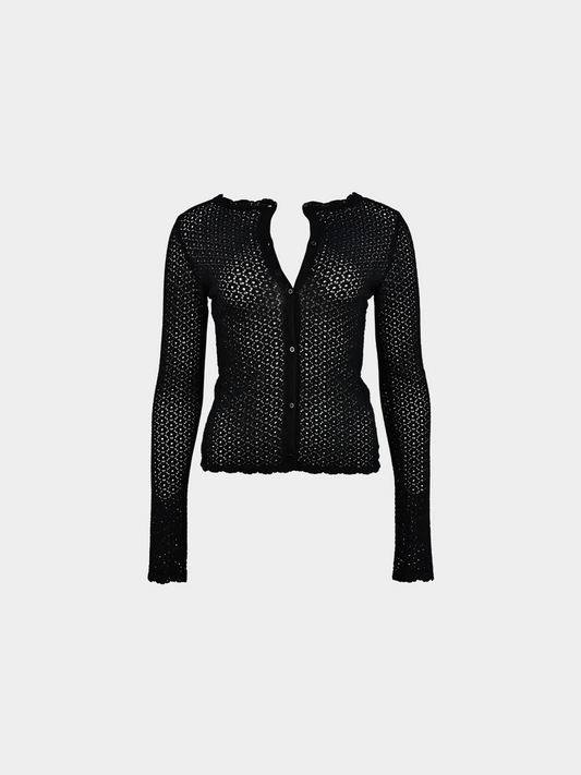 Azzedine Alaïa 2000s Black Openwork Cardigan Top