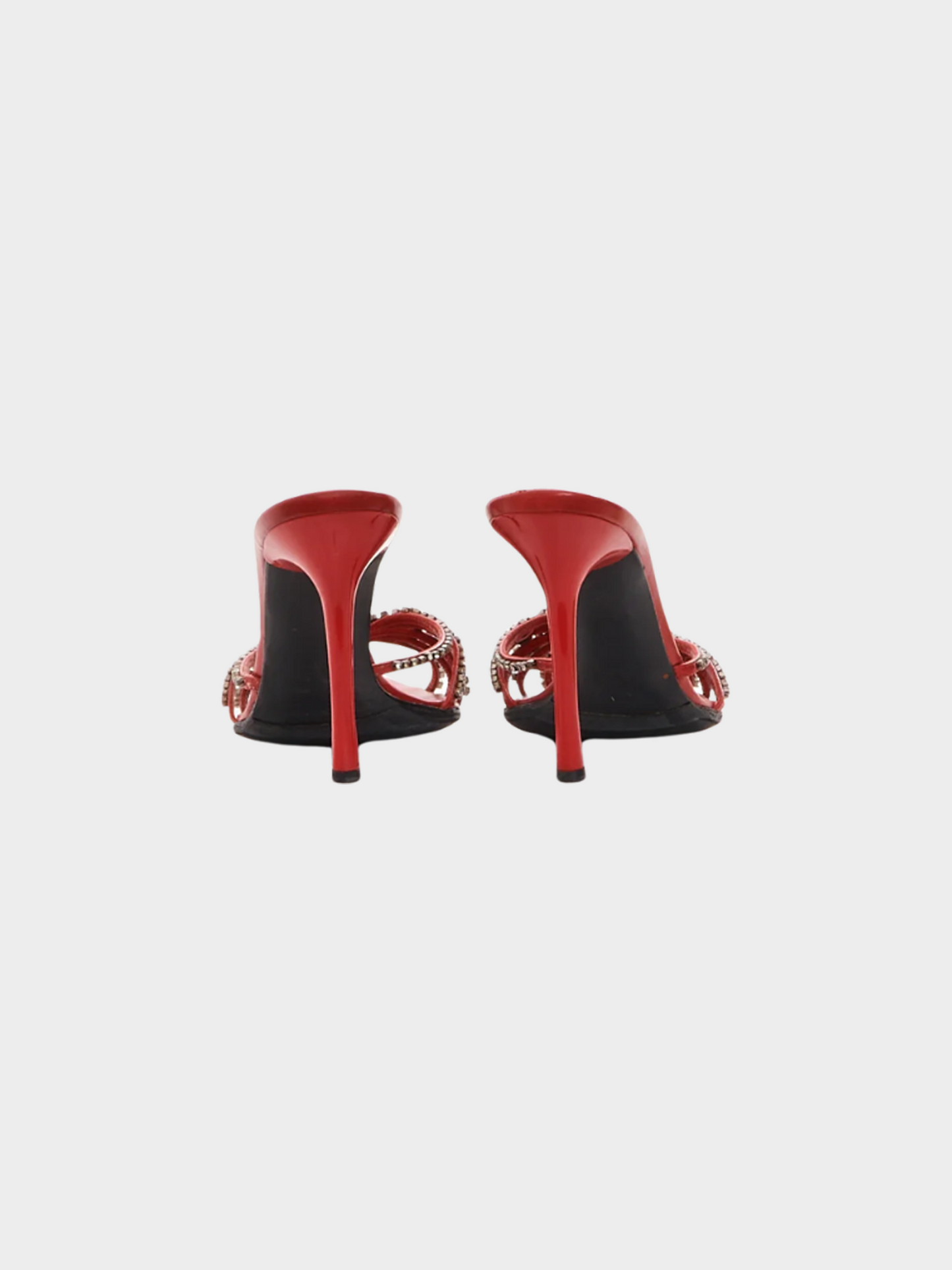 Sergio Rossi 2000s Red Crystal Embellished Mules