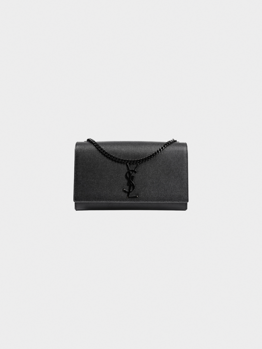 Yves Saint Laurent 2010s Black Kate Medium Grain de Poudre Embossed-Leather Shoulder Bag