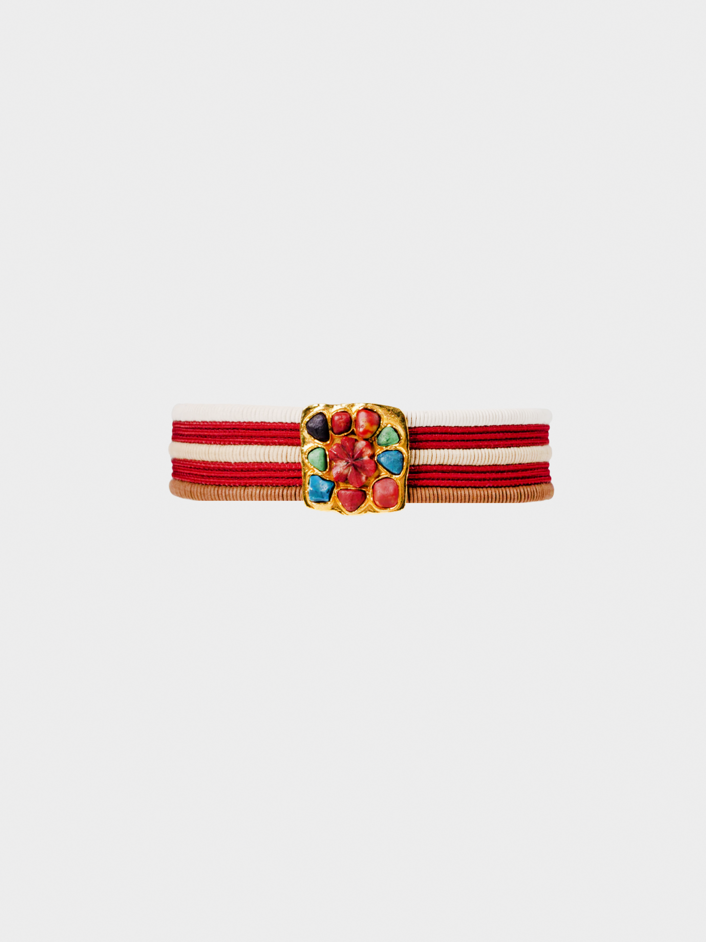 Yves Saint Laurent Rive Gauche 1970s Gold Stone Buckle Cord Belt