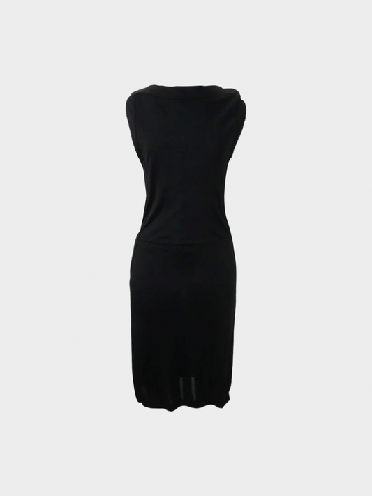 Maison Martin Margiela 2000s Black Rayon Midi Dress