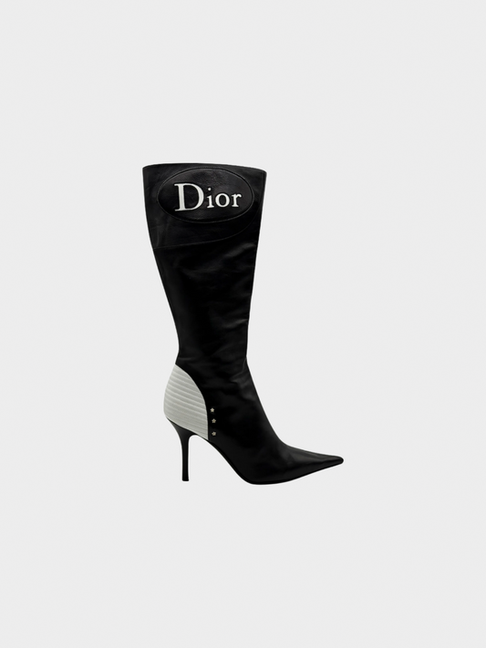 Christian Dior SS 2001 Black Biker Boots