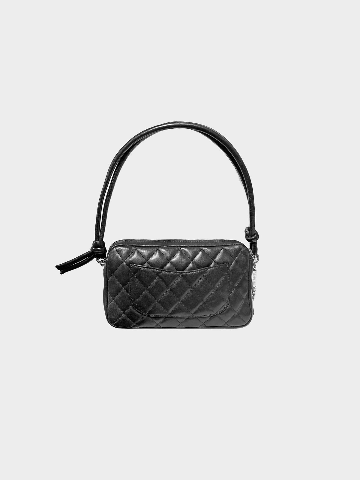Chanel 2003-2004 Black Quilted Calfskin Leather Cambon Pochette Bag