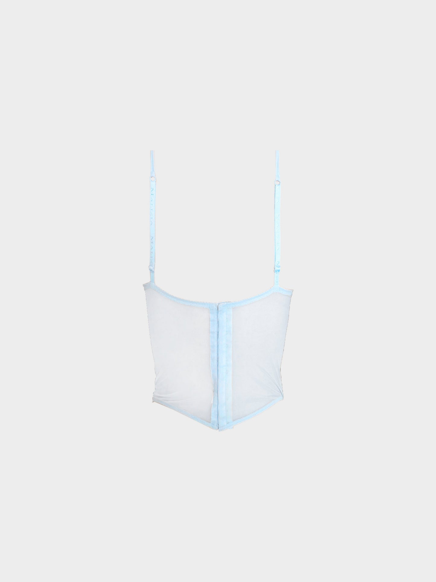 La Perla 2010s Light Blue Floral Mesh Bustier Corset Top