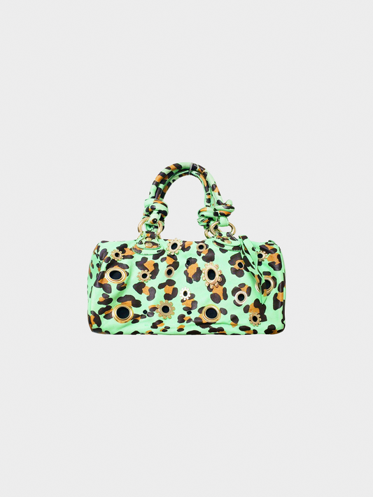 Blumarine 2000s Green Leopard Print Handbag