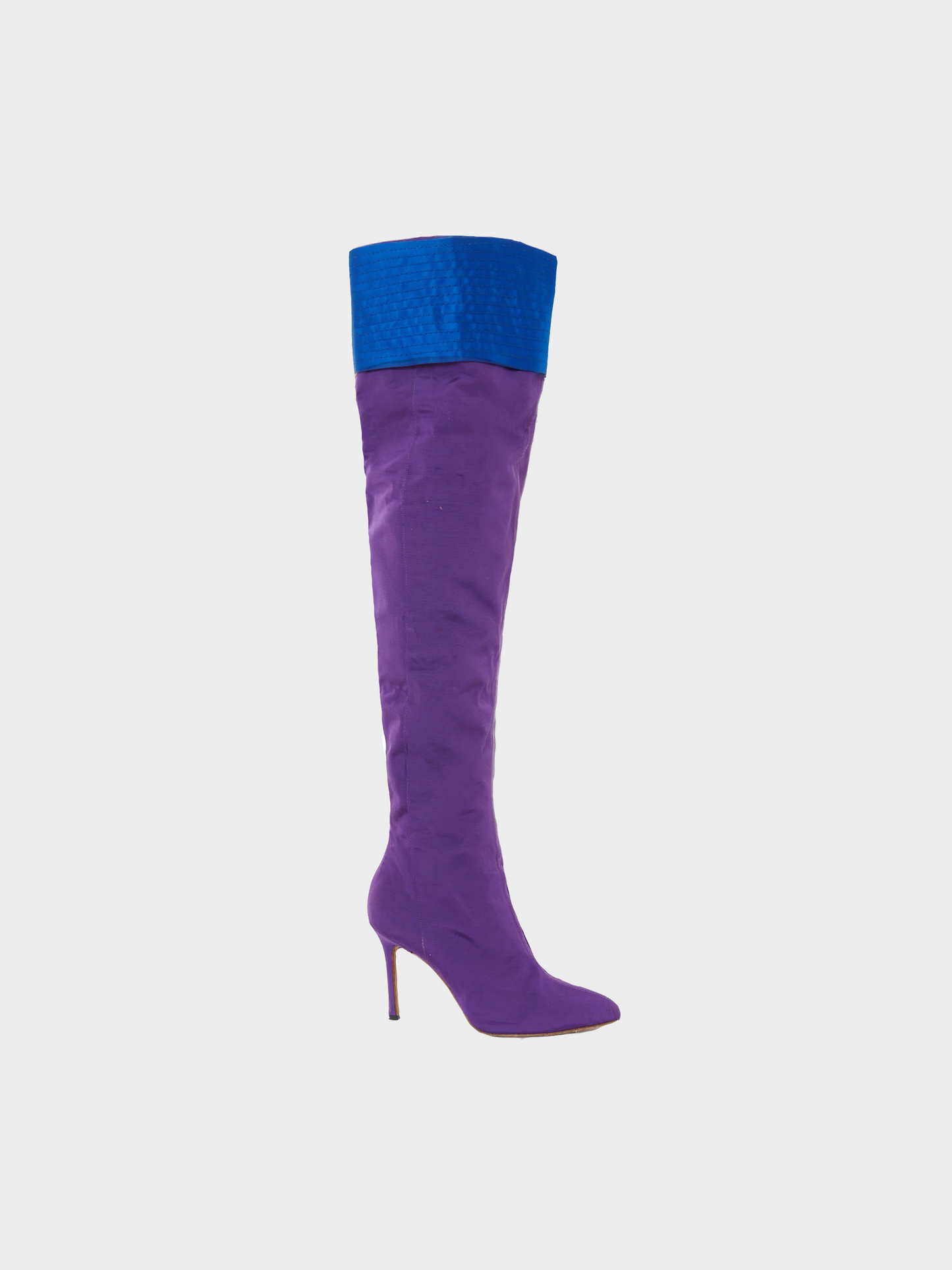 Gianni Versace by Donatella SS 2003 Purple and Blue Knee High Stiletto Boots