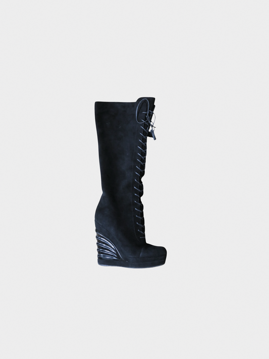 Yves Saint Laurent 2000S Suede Platform Boots
