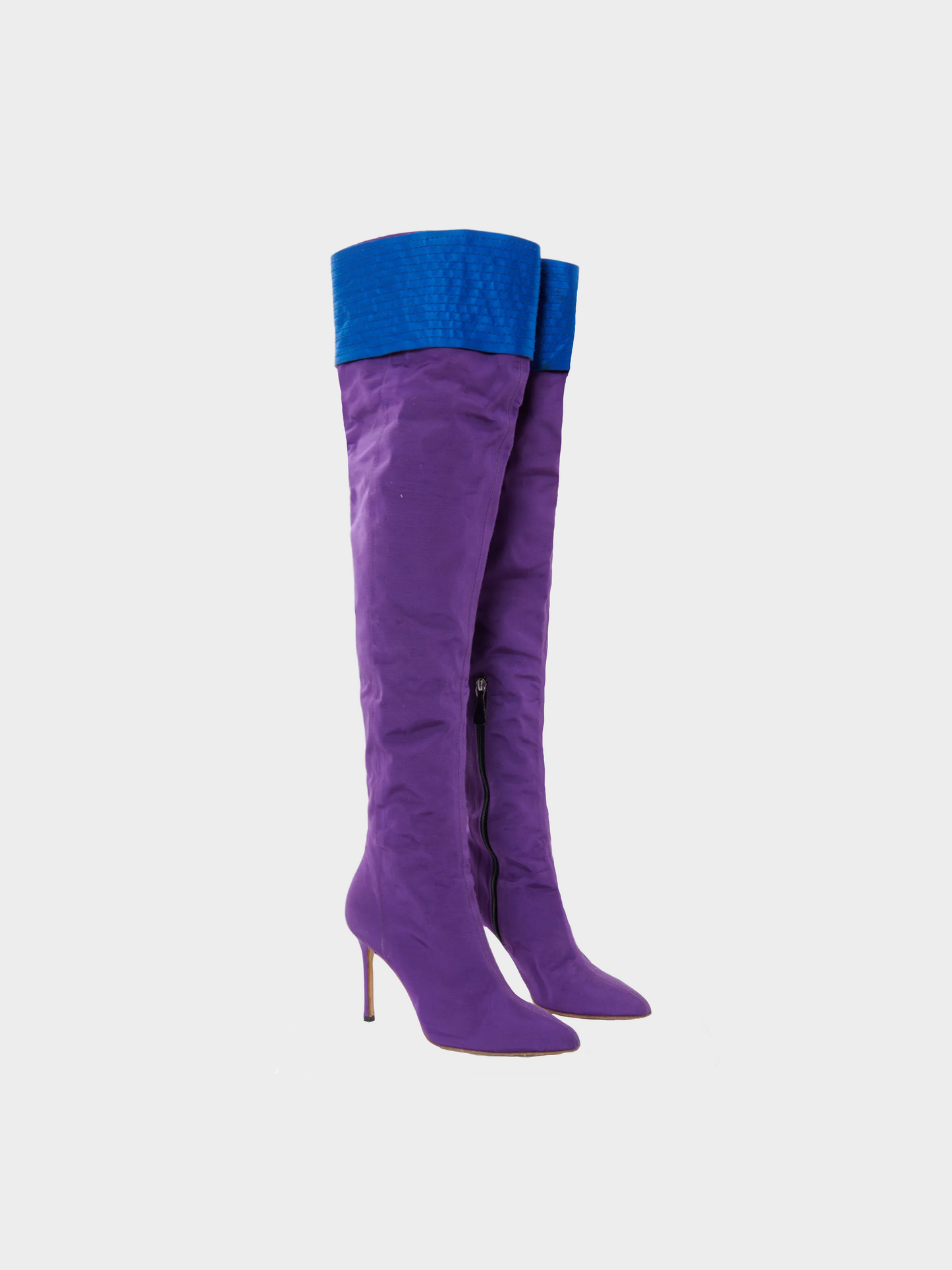 Gianni Versace by Donatella SS 2003 Purple and Blue Knee High Stiletto Boots