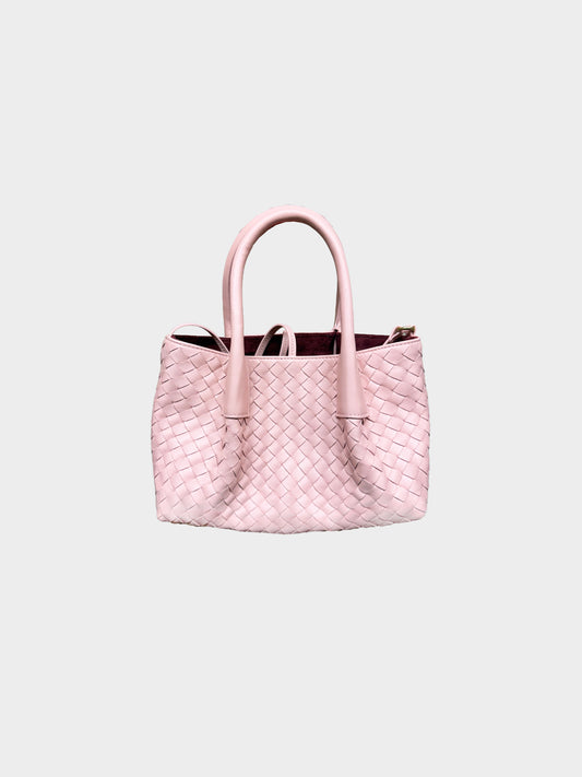 Bottega Veneta 2000s Pink Intrecciato Leather Pinacoteca Tote Bag