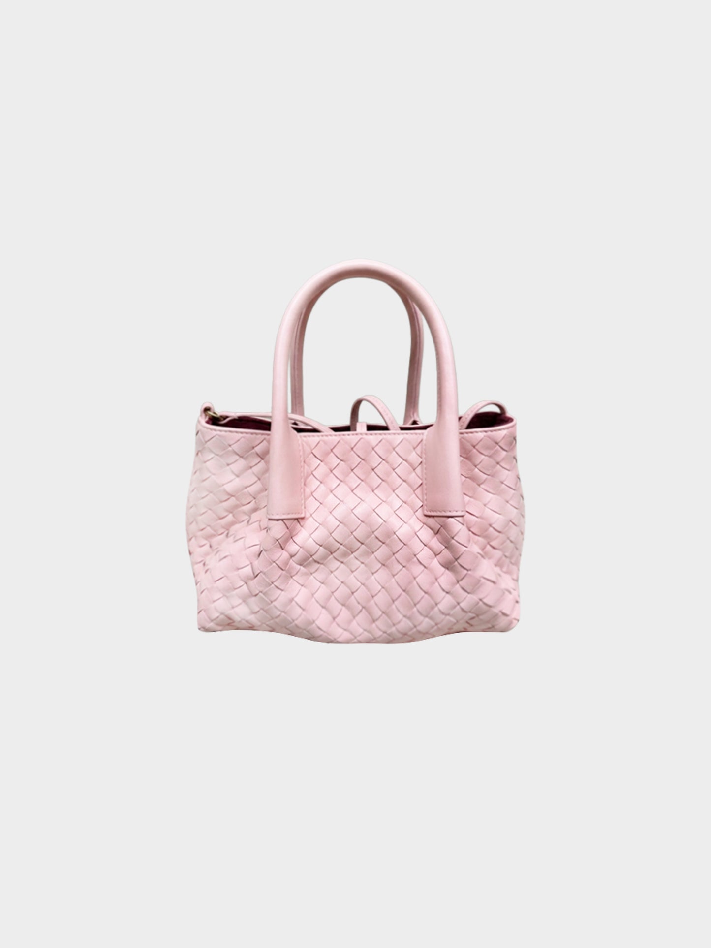Bottega Veneta 2000s Pink Intrecciato Leather Pinacoteca Tote Bag