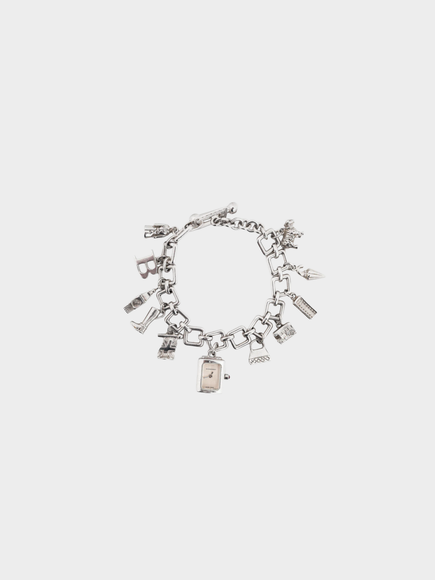 Burberry 1990s Silver-Tone Charm Chain-link Bracelet Watch