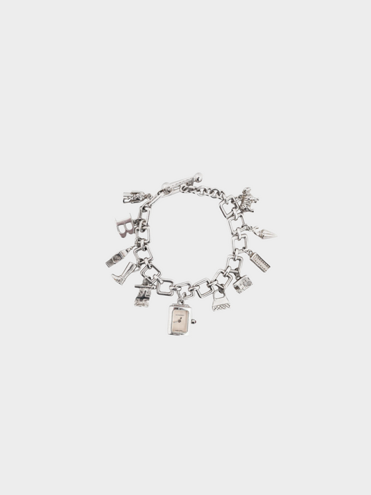 Burberry 1990s Silver-Tone Charm Chain-link Bracelet Watch
