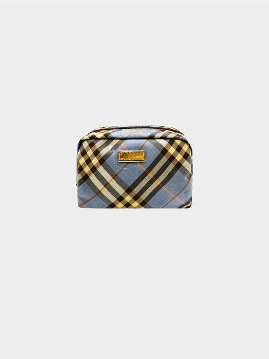 Burberry Blue Label 2000s Blue and Beige Nova Check Pouch Bag