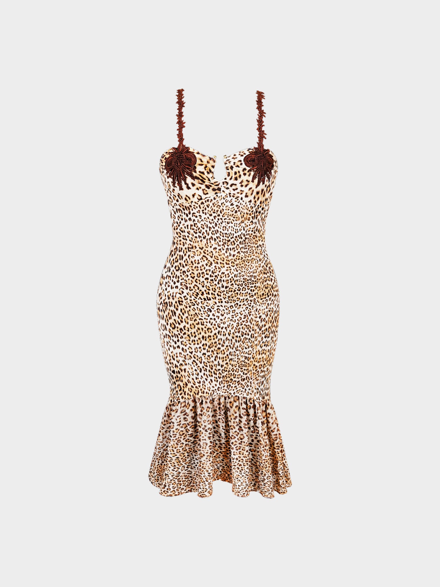 Roberto Cavalli 2000s Beige and Brown Leopard Print Dress